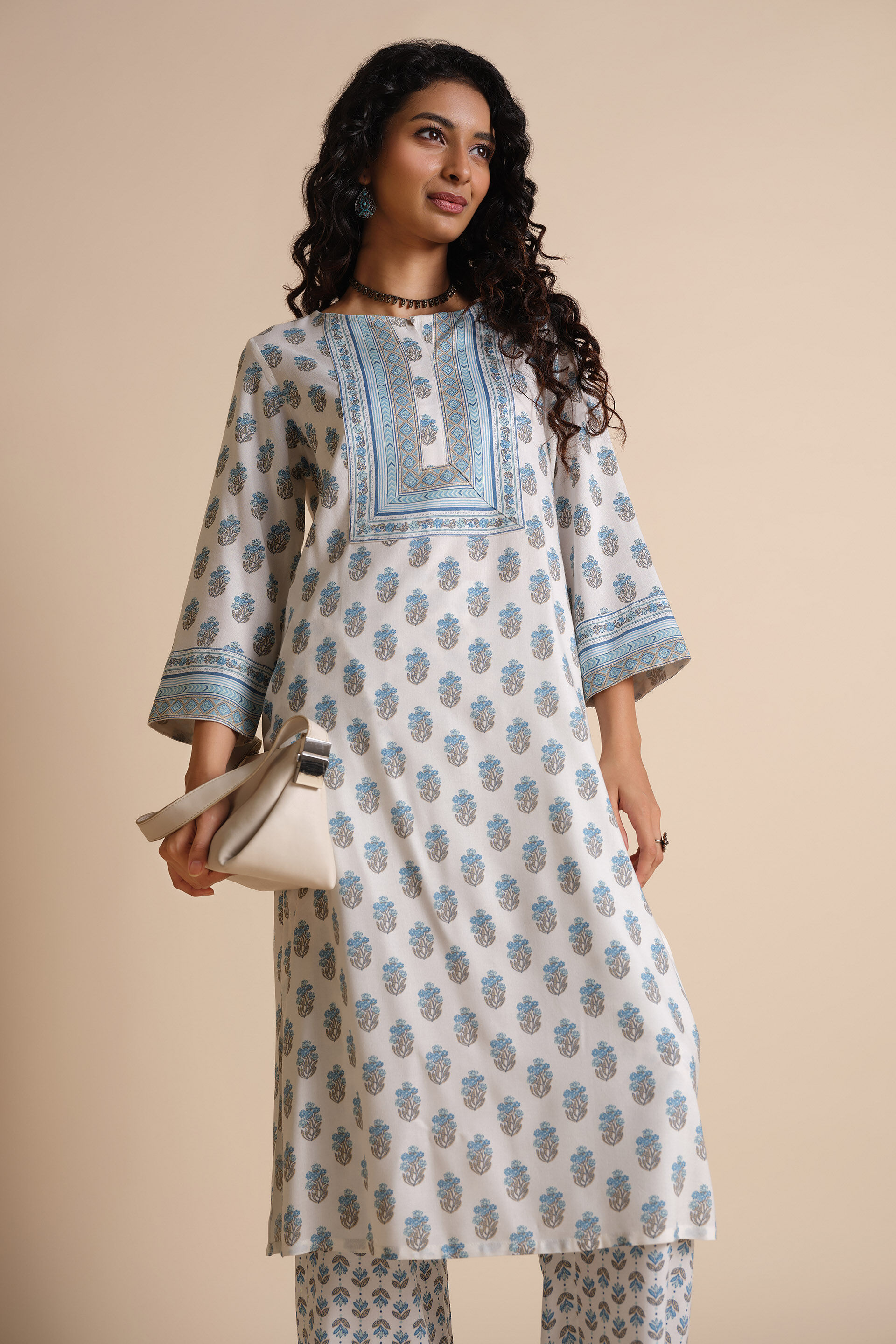 Noora Kurta Set, White, image 2